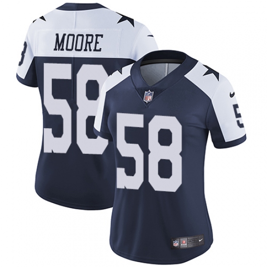 Women's Nike Dallas Cowboys #58 Damontre Moore Navy Blue Throwback Alternate Vapor Untouchable Limited Player NFL Jersey - Ujersey