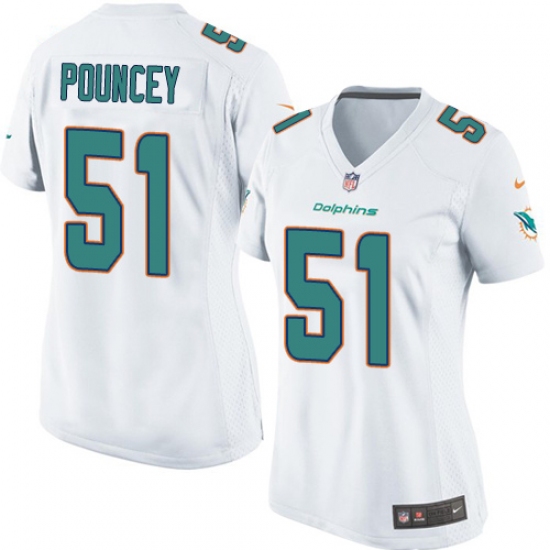 Women's Nike Miami Dolphins #51 Mike Pouncey Game White NFL Jersey