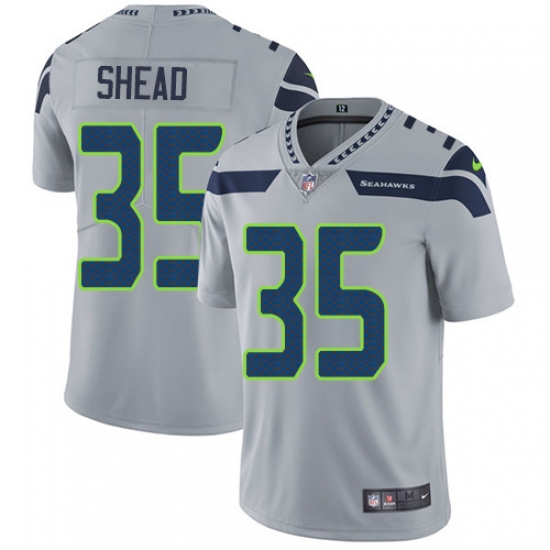Men's Nike Seattle Seahawks #35 DeShawn Shead Grey Alternate Vapor Untouchable Limited Player NFL Jersey - Ujersey