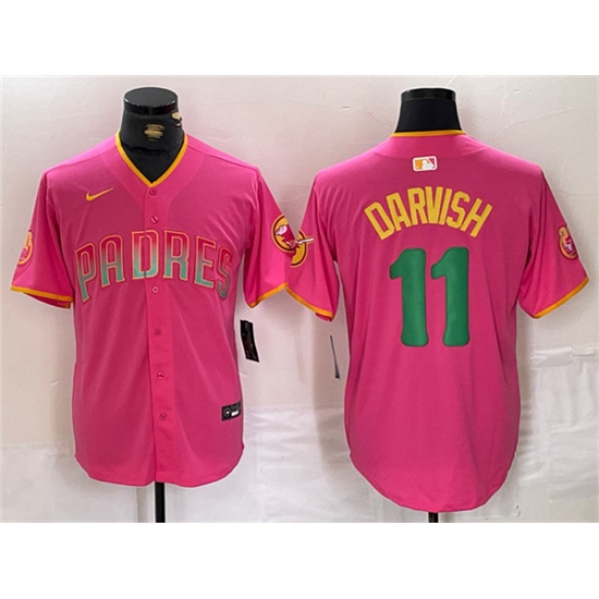 Men's San Diego Padres #11 Yu Darvish Pink Cool Base Stitched Baseball Jersey - Ujersey