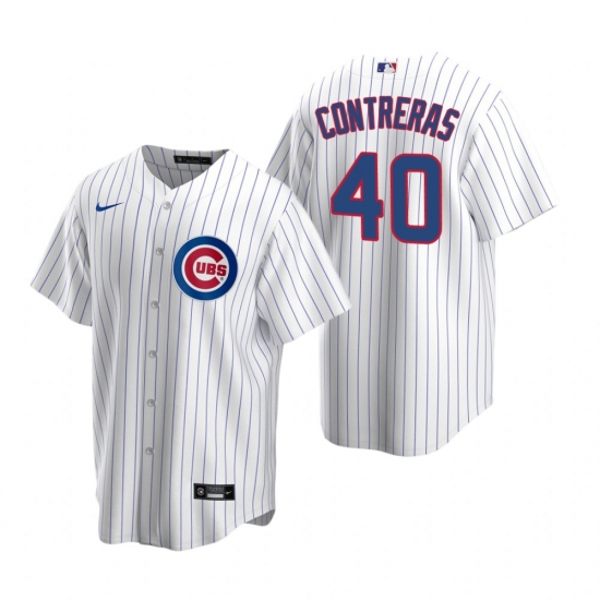 Men's Nike Chicago Cubs #40 Willson Contreras White Home Stitched Baseball Jersey - Ujersey