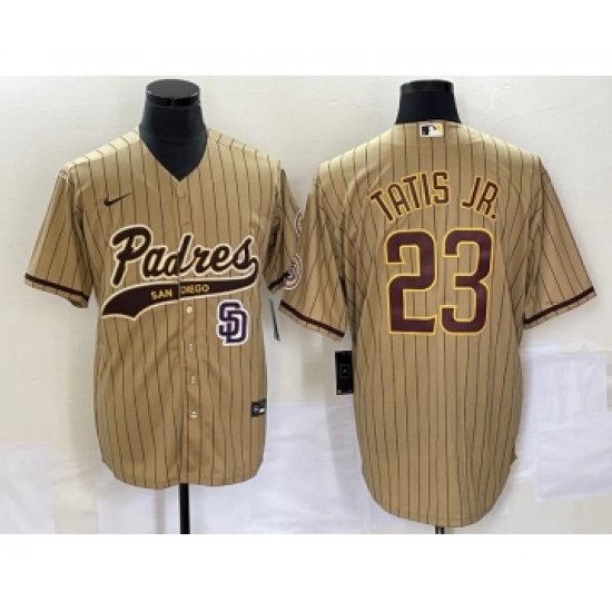Men's San Diego Padres #23 Fernando Tatis Jr Tan NEW 2023 Cool Base Stitched Jersey - Ujersey