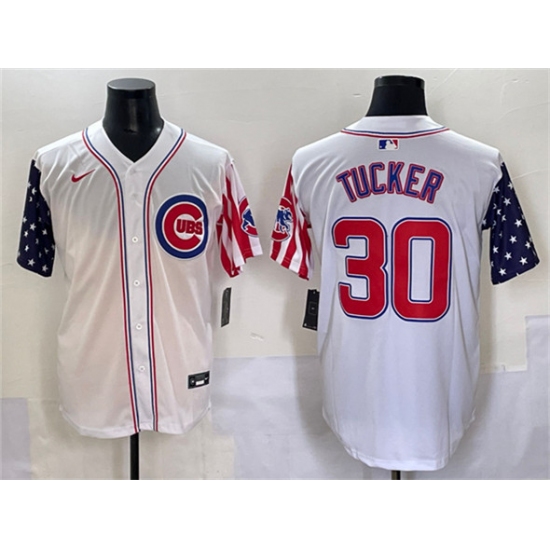 Men's Chicago Cubs #30 Kyle Tucker White 2025 Independence Day Vapor Premier Limited Stitched Baseball Jersey - Ujersey