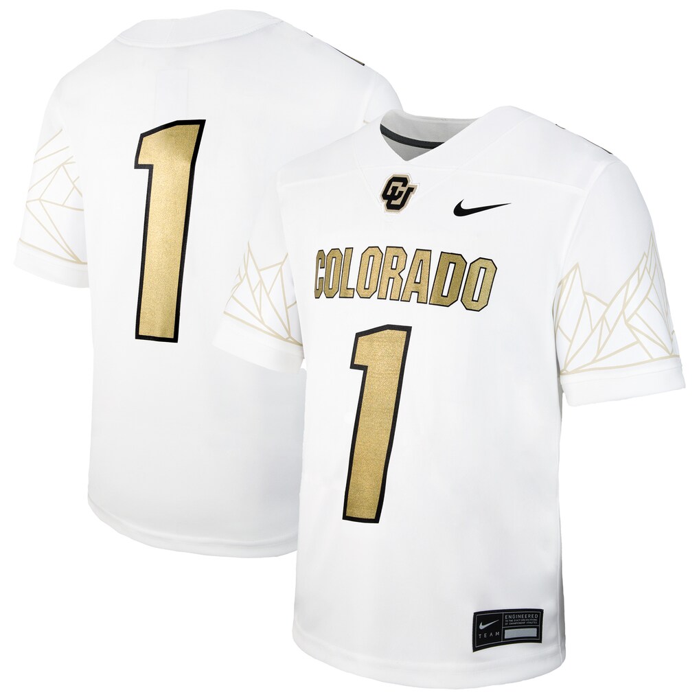 Youth Nike #1 White Colorado Buffaloes Alternate Football Game Jersey - ujerseystore