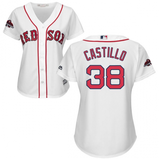 Women's Majestic Boston Red Sox #38 Rusney Castillo Authentic White Home 2018 World Series Champions MLB Jersey - Ujersey