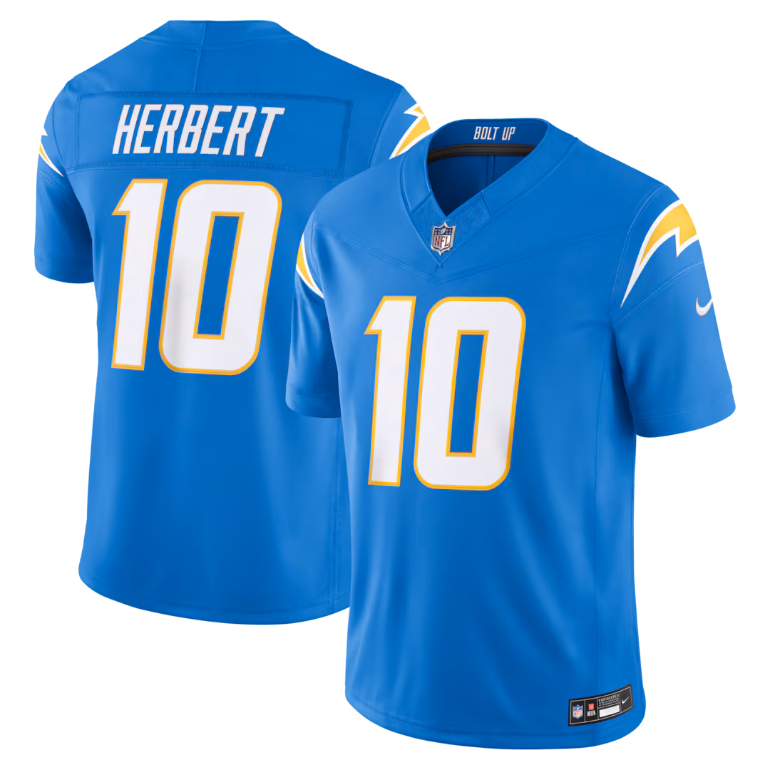 Men's Los Angeles Chargers Justin Herbert Nike Powder Blue Team Vapor F.U.S.E. Stitched Limited Jersey