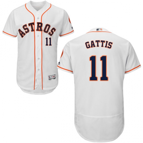 Men's Majestic Houston Astros #11 Evan Gattis White Home Flex Base Authentic Collection MLB Jersey - Ujersey