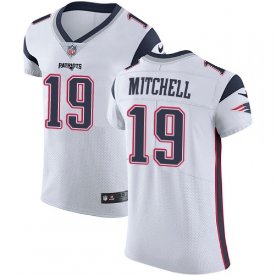 Men's Nike New England Patriots #19 Malcolm Mitchell White Vapor Untouchable Elite Player NFL Jersey - Ujersey