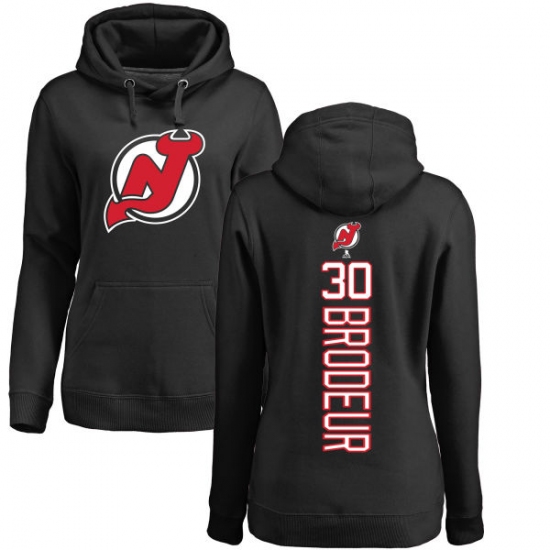 NHL Women's Adidas New Jersey Devils #30 Martin Brodeur Black Backer Pullover Hoodie - ujerseystore
