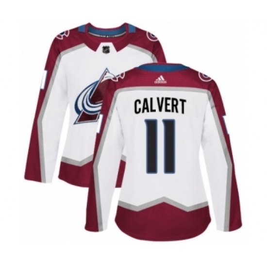 Women's Adidas Colorado Avalanche #11 Matt Calvert Authentic White Away NHL Jersey