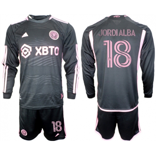 Men's Inter Miami CF #18 Jordialba 2023-24 Black Away Soccer Jersey Suit - Ujersey