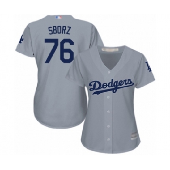 Women's Los Angeles Dodgers #76 Josh Sborz Authentic Grey Road Cool Base Baseball Player Jersey - Ujersey