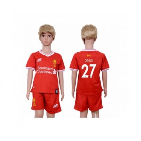 Liverpool #27 Origi Red Home Kid Soccer Club Jersey