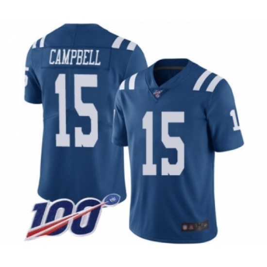 Men's Indianapolis Colts #15 Parris Campbell Limited Royal Blue Rush Vapor Untouchable 100th Season Football Jersey - Ujersey