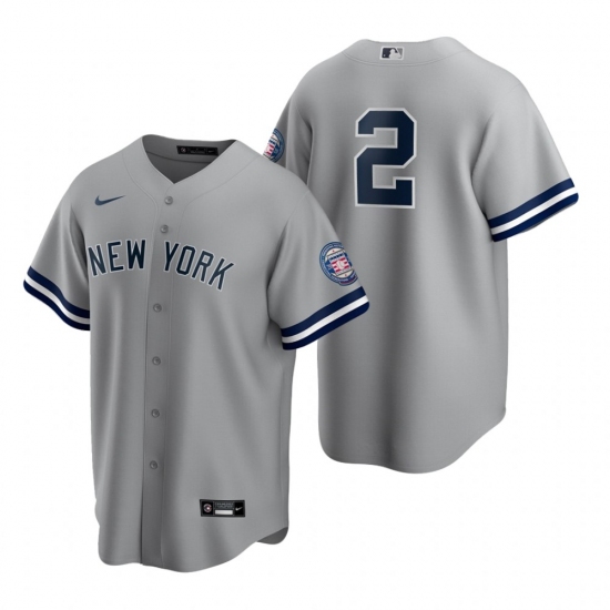 Men's Nike New York Yankees #2 Derek Jeter Gray 2020 Hall of Fame Induction Stitched Baseball Jersey - Ujersey