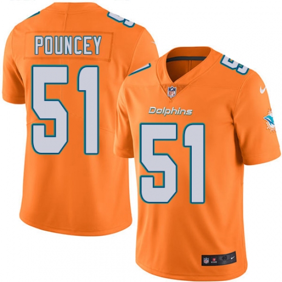 Men's Nike Miami Dolphins #51 Mike Pouncey Elite Orange Rush Vapor Untouchable NFL Jersey - Ujersey
