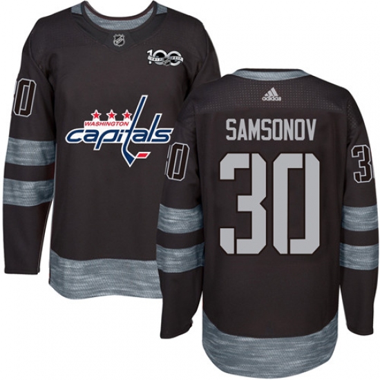 Men's Adidas Washington Capitals #30 Ilya Samsonov Authentic Black 1917-2017 100th Anniversary NHL Jersey - Ujersey