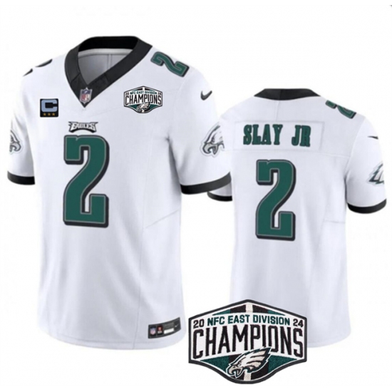 Men's Philadelphia Eagles #2 Darius Slay JR White 2024 NFC Est Champions With 3-Star C F.U.S.E. Vapor Untouchable Limited Stitched Football Jersey - Ujersey