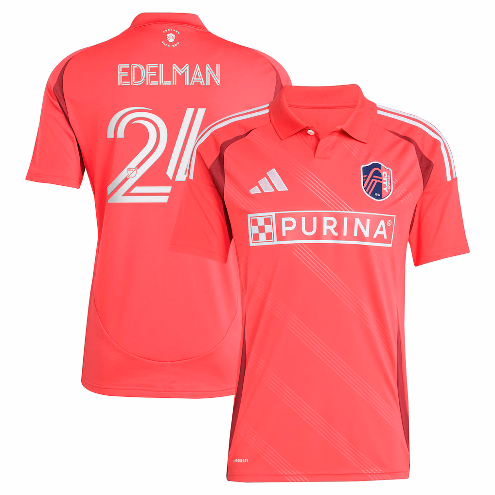 Men's St. Louis CITY SC Daniel Edelman adidas Red 2025 Forever CITY Red Replica Jersey - ujerseystore