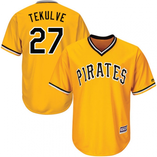 Youth Majestic Pittsburgh Pirates #27 Kent Tekulve Replica Gold Alternate Cool Base MLB Jersey - Ujersey