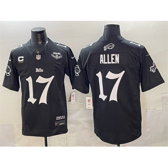 Men's Buffalo Bills #17 Josh Allen Black 2025 F.U.S.E. 'Gothic Cold Front Edition' With Farewell & 4-Star C Vapor Limited Football Stitched Jersey - Ujersey