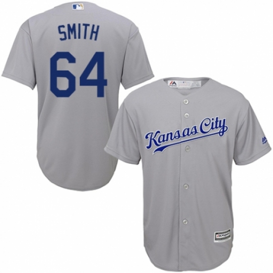 Youth Majestic Kansas City Royals #64 Burch Smith Authentic Grey Road Cool Base MLB Jersey - Ujersey