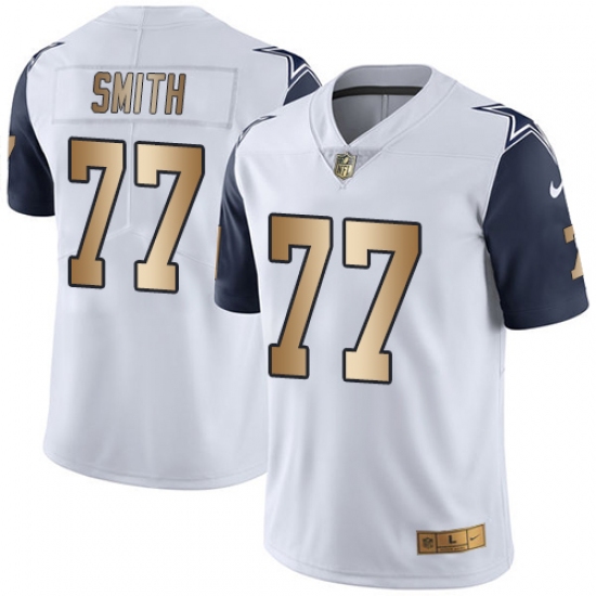 Men's Nike Dallas Cowboys #77 Tyron Smith Limited White/Gold Rush NFL Jersey - Ujersey