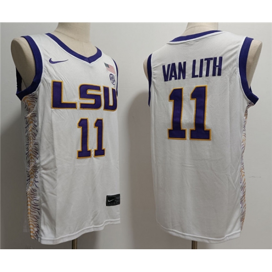 Men's LSU Tigers #11 Hailey Van Lith White Stitched Jersey - Ujersey