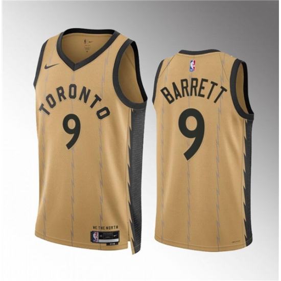 Men's Toronto Raptors #9 RJ Barrett Gold 2023-24 City Edition Stitched Basketball Jersey - Ujersey
