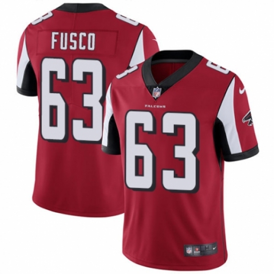Youth Nike Atlanta Falcons #63 Brandon Fusco Red Team Color Vapor Untouchable Limited Player NFL Jersey - Ujersey