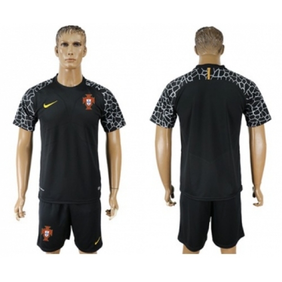 Portugal Blank Black Goalkeeper Soccer Country Jersey