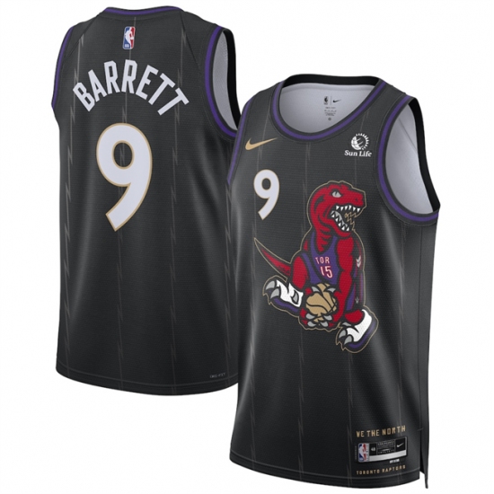 Men's Toronto Raptors #9 RJ Barrett Black 2024-25 City Edition Stitched Basketball Jersey - Ujersey