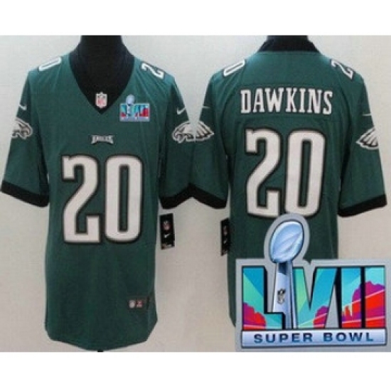 Men's Philadelphia Eagles #20 Brian Dawkins Limited Green Super Bowl LVII Vapor Jersey - Ujersey