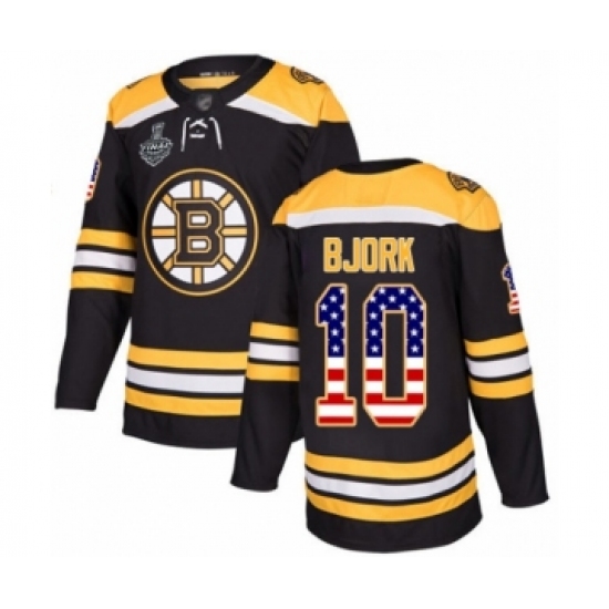 Men's Boston Bruins #10 Anders Bjork Authentic Black USA Flag Fashion 2019 Stanley Cup Final Bound Hockey Jersey - Ujersey