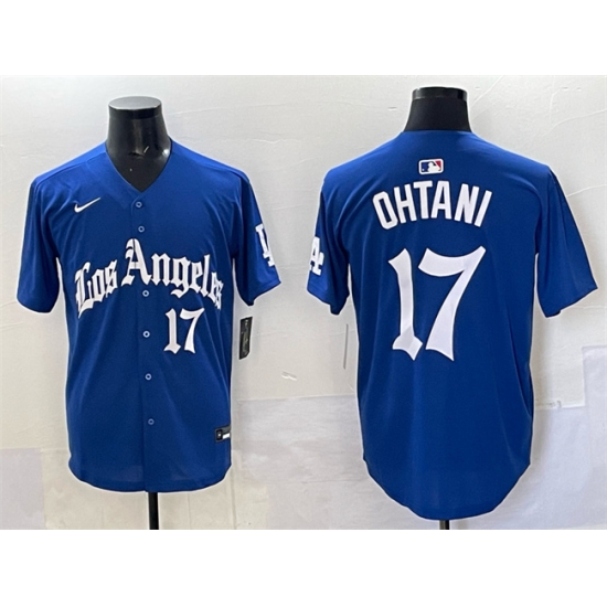 Men's Los Angeles Dodgers #17 Shohei Ohtani Blue 2025 LA Gothic Style With Fernando Vapor Premier Limited Stitched Baseball Jersey - Ujersey