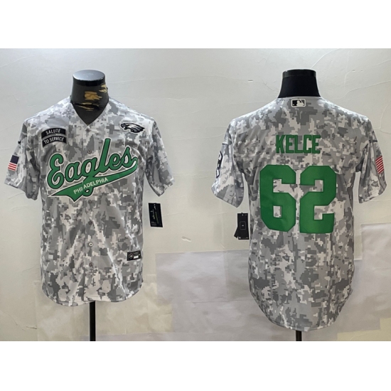 Men's Philadelphia Eagles #62 Jason Kelce Arctic Camo 2024 Salute to Service Stitched Baseball Jersey - Ujersey