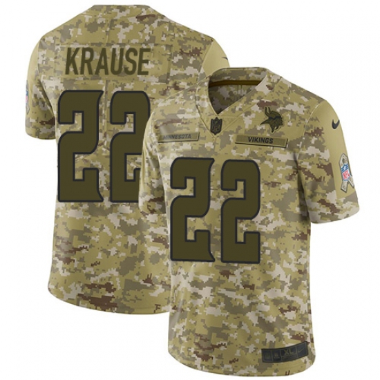 Men's Nike Minnesota Vikings #22 Paul Krause Limited Camo 2018 Salute to Service NFL Jersey - Ujersey