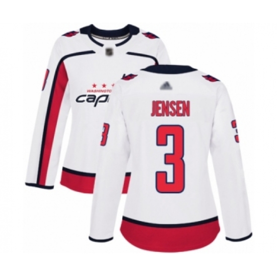 Women's Washington Capitals #3 Nick Jensen Authentic White Away Hockey Jersey - Ujersey