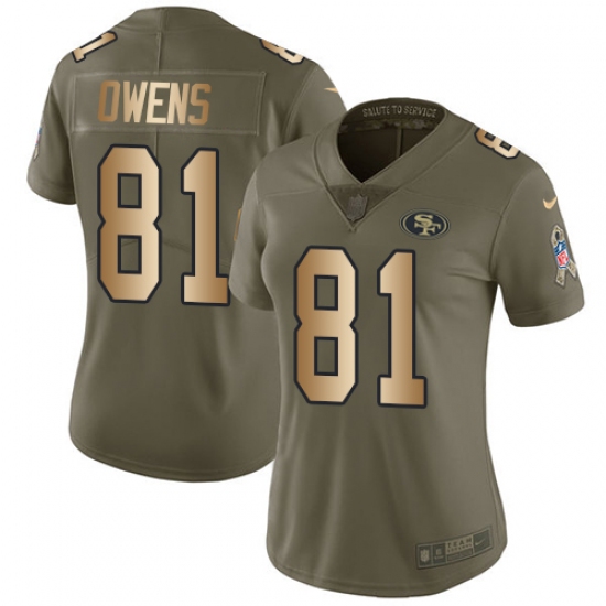 Women's Nike San Francisco 49ers #81 Terrell Owens Limited Olive/Gold 2017 Salute to Service NFL Jersey - Ujersey