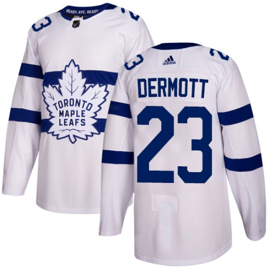 Youth Adidas Toronto Maple Leafs #23 Travis Dermott Authentic White 2018 Stadium Series NHL Jersey - Ujersey