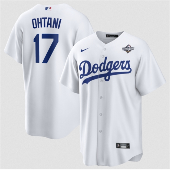 Men's Los Angeles Dodgers #17 Shohei Ohtani White 2025 World Series Home Cool Base Stitched Baseball Jersey - Ujersey