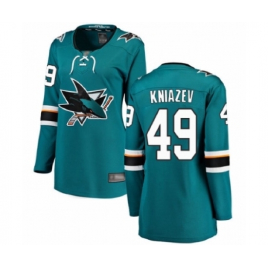 Women's San Jose Sharks #49 Artemi Kniazev Fanatics Branded Teal Green Home Breakaway Hockey Jersey - Ujersey