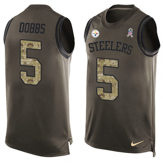 Men's Nike Pittsburgh Steelers #5 Joshua Dobbs Limited Green Salute to Service Tank Top NFL Jersey - Ujersey