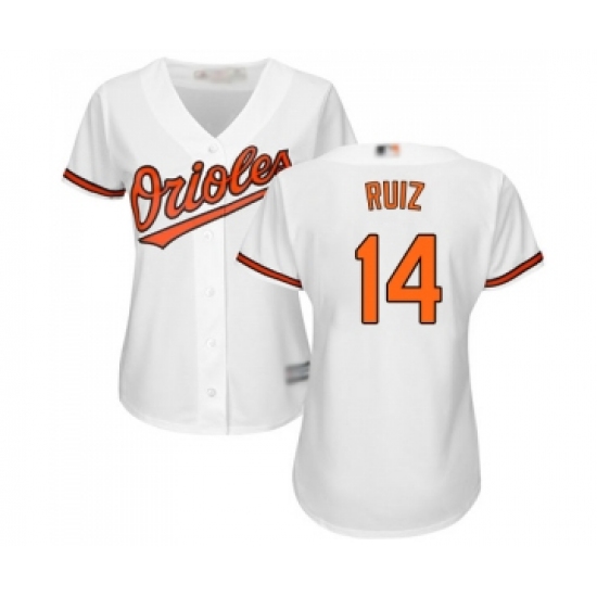 Women's Baltimore Orioles #14 Rio Ruiz Replica White Home Cool Base Baseball Jersey - Ujersey