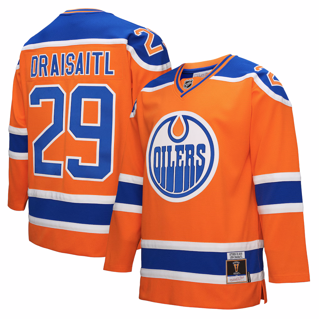 Men's Edmonton Oilers Leon Draisaitl Mitchell & Ness Orange Power Play Jersey - ujerseystore