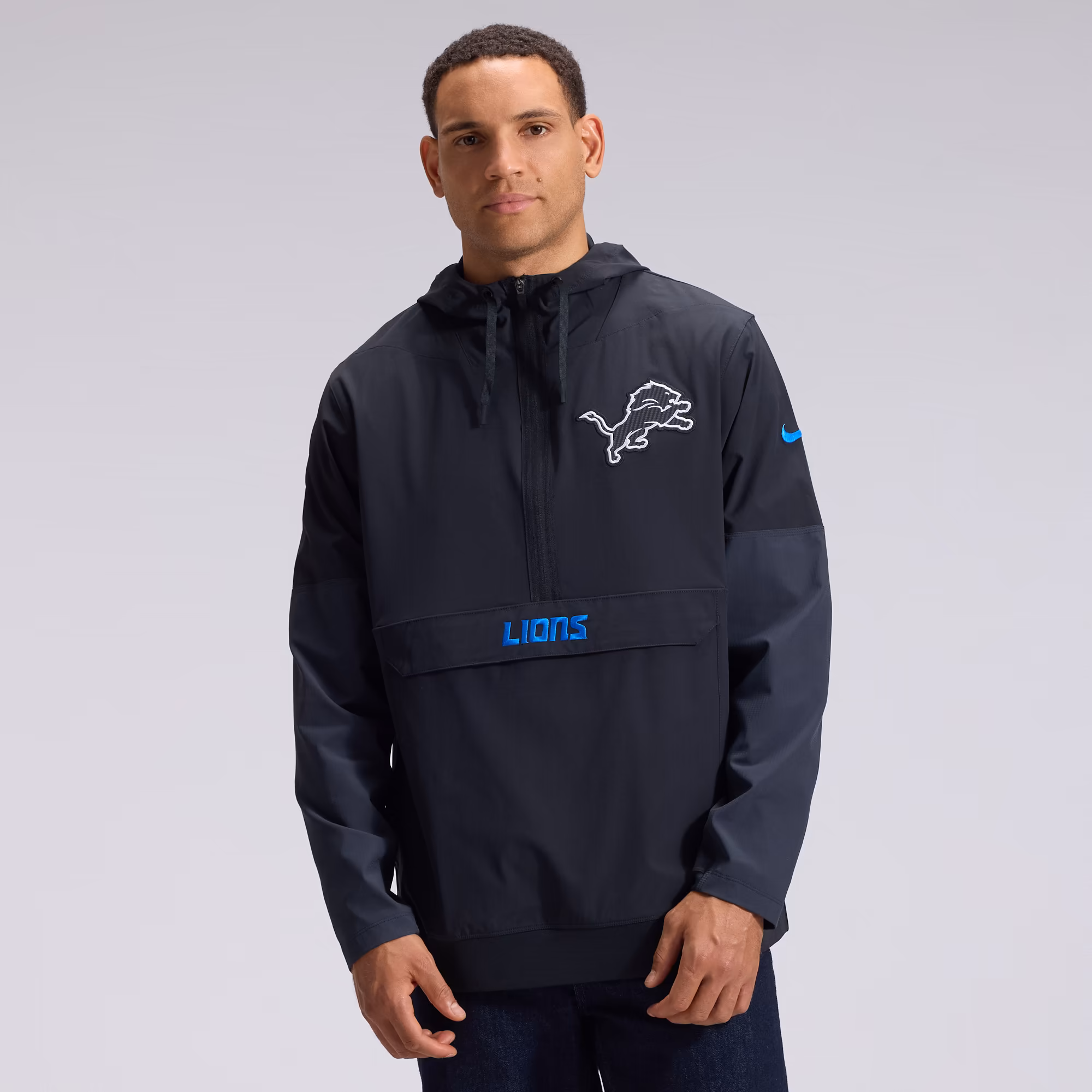 Men's Detroit Lions  Nike Black 2026 Rivalries Collection Sideline Anorak Half-Zip Jacket - U-jersey