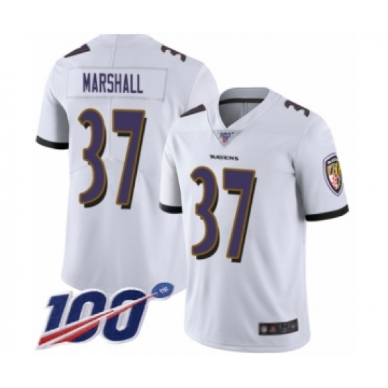 Men's Baltimore Ravens #37 Iman Marshall White Vapor Untouchable Limited Player 100th Season Football Jersey - Ujersey