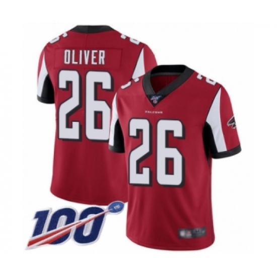 Men's Atlanta Falcons #26 Isaiah Oliver Red Team Color Vapor Untouchable Limited Player 100th Season Football Jersey - Ujersey