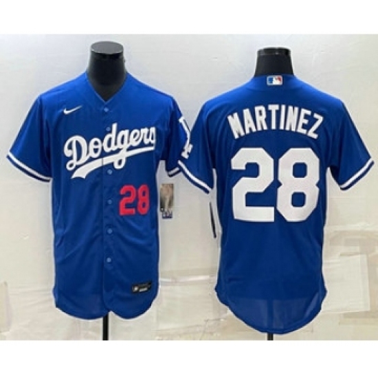 Men's Los Angeles Dodgers #28 JD Martinez Number Blue Stitched MLB Flex Base Nike Jersey - Ujersey