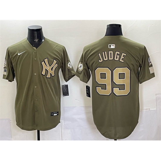 Men's New York Yankees #99 Aaron Judge Olive 2026 Armed Forces Day Stitched Baseball Jersey - Ujersey
